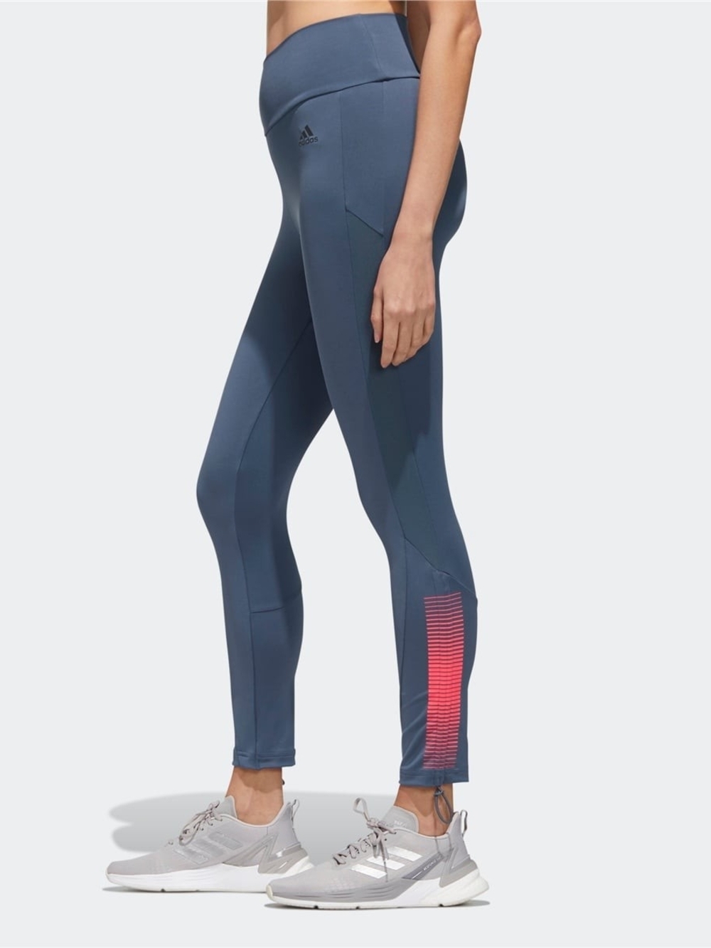 adidas Legacy Blue High-Rise Leggings with Pink Gradient Stripe